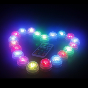 10 st/förp Mini RGB LED lampor med 1 fjärrkontroll vattentät
