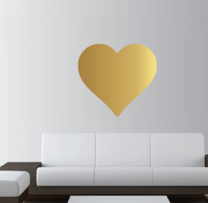 Stor Guld hjärta vinyl vägg klistermärke