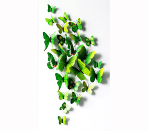 Fjäril väggdekorationer 3D med magneter 12 st / förp Grön